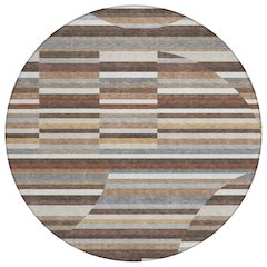 Machine Washable Indoor/Outdoor Chantille ACN2600 Brown 8' x 8' Round Rug