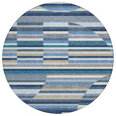 Machine Washable Indoor/Outdoor Chantille ACN2600 Blue 8' x 8' Round Rug