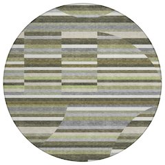 Machine Washable Indoor/Outdoor Chantille ACN2600 Green 8' x 8' Round Rug
