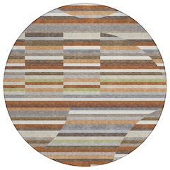 Machine Washable Indoor/Outdoor Chantille ACN2600 Orange 8' x 8' Round Rug