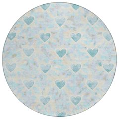 Machine Washable Indoor/Outdoor Chantille ACN2601 Teal 8' x 8' Round Rug