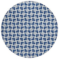 Machine Washable Indoor/Outdoor Chantille ACN2602 Blue 8' x 8' Round Rug
