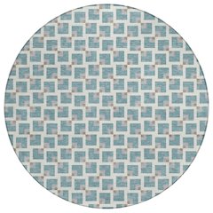Machine Washable Indoor/Outdoor Chantille ACN2602 Teal 8' x 8' Round Rug