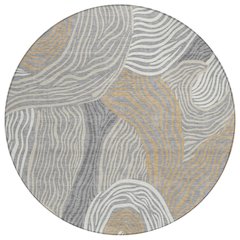 Machine Washable Indoor/Outdoor Chantille ACN2603 Gray 8' x 8' Round Rug