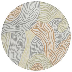 Machine Washable Indoor/Outdoor Chantille ACN2603 Ivory 8' x 8' Round Rug