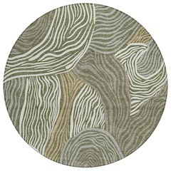 Machine Washable Indoor/Outdoor Chantille ACN2603 Green 8' x 8' Round Rug