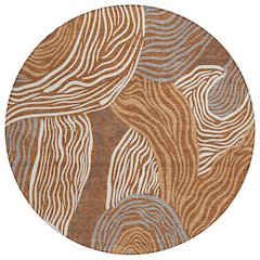 Machine Washable Indoor/Outdoor Chantille ACN2603 Orange 8' x 8' Round Rug