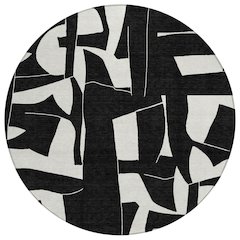 Machine Washable Indoor/Outdoor Chantille ACN2604 Black 8' x 8' Round Rug