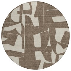 Machine Washable Indoor/Outdoor Chantille ACN2604 Brown 8' x 8' Round Rug
