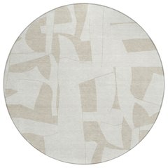 Machine Washable Indoor/Outdoor Chantille ACN2604 Ivory 8' x 8' Round Rug
