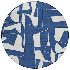 Machine Washable Indoor/Outdoor Chantille ACN2604 Blue 8' x 8' Round Rug