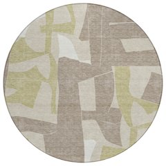 Machine Washable Indoor/Outdoor Chantille ACN2605 Brown 8' x 8' Round Rug