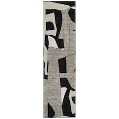 Machine Washable Indoor/Outdoor Chantille ACN2605 Black 2'3" x 7'6" Runner Rug