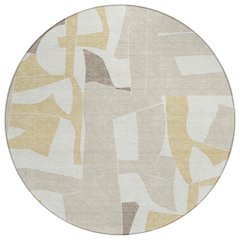Machine Washable Indoor/Outdoor Chantille ACN2605 Ivory 8' x 8' Round Rug