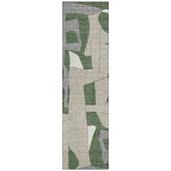 Machine Washable Indoor/Outdoor Chantille ACN2605 Green 2'3" x 7'6" Runner Rug