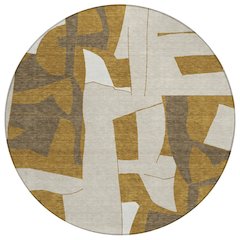 Machine Washable Indoor/Outdoor Chantille ACN2605 Gold 8' x 8' Round Rug