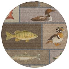 Machine Washable Indoor/Outdoor Chantille ACN2606 Brown 8' x 8' Round Rug