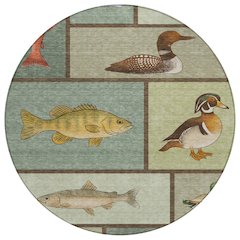 Machine Washable Indoor/Outdoor Chantille ACN2606 Green 8' x 8' Round Rug