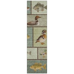 Machine Washable Indoor/Outdoor Chantille ACN2606 Green 2'3" x 7'6" Runner Rug