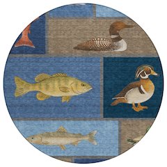 Machine Washable Indoor/Outdoor Chantille ACN2606 Blue 8' x 8' Round Rug