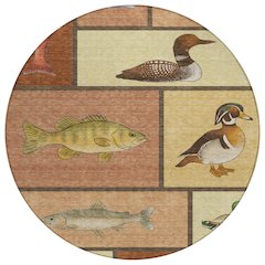 Machine Washable Indoor/Outdoor Chantille ACN2606 Orange 8' x 8' Round Rug