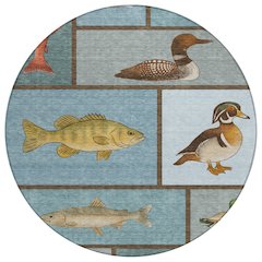 Machine Washable Indoor/Outdoor Chantille ACN2606 Teal 8' x 8' Round Rug