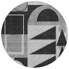 Machine Washable Indoor/Outdoor Chantille ACN2607 Black 8' x 8' Round Rug