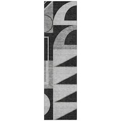 Machine Washable Indoor/Outdoor Chantille ACN2607 Black 2'3" x 7'6" Runner Rug
