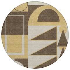 Machine Washable Indoor/Outdoor Chantille ACN2607 Brown 8' x 8' Round Rug