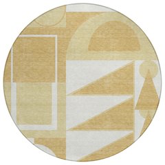 Machine Washable Indoor/Outdoor Chantille ACN2607 Gold 8' x 8' Round Rug