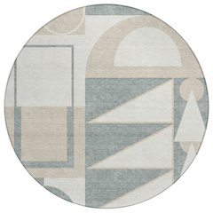 Machine Washable Indoor/Outdoor Chantille ACN2607 Ivory 8' x 8' Round Rug