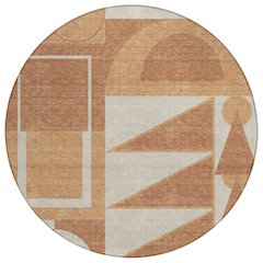 Machine Washable Indoor/Outdoor Chantille ACN2607 Orange 8' x 8' Round Rug
