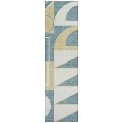 Machine Washable Indoor/Outdoor Chantille ACN2607 Teal 2'3" x 7'6" Runner Rug