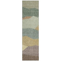 Machine Washable Indoor/Outdoor Chantille ACN2608 Green 2'3" x 7'6" Runner Rug
