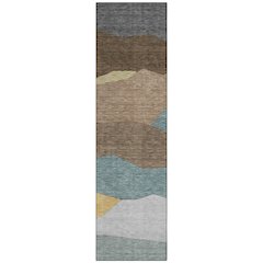 Machine Washable Indoor/Outdoor Chantille ACN2608 Brown 2'3" x 7'6" Runner Rug