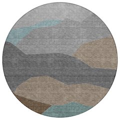Machine Washable Indoor/Outdoor Chantille ACN2608 Gray 8' x 8' Round Rug
