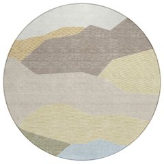 Machine Washable Indoor/Outdoor Chantille ACN2608 Ivory 8' x 8' Round Rug