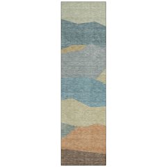 Machine Washable Indoor/Outdoor Chantille ACN2608 Teal 2'3" x 7'6" Runner Rug