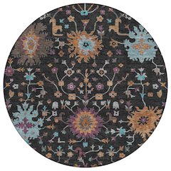 Machine Washable Indoor/Outdoor Chantille ACN2609 Black 8' x 8' Round Rug