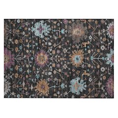 Machine Washable Indoor/Outdoor Chantille ACN2609 Black 1'8" x 2'6" Rug