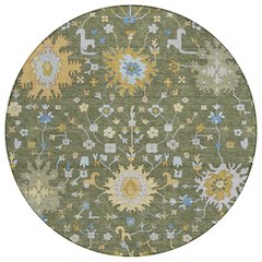 Machine Washable Indoor/Outdoor Chantille ACN2609 Green 8' x 8' Round Rug