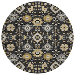Machine Washable Indoor/Outdoor Chantille ACN2610 Black 8' x 8' Round Rug