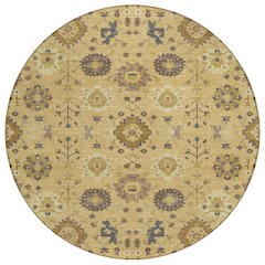 Machine Washable Indoor/Outdoor Chantille ACN2610 Gold 8' x 8' Round Rug