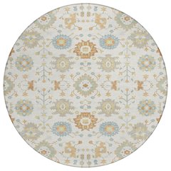 Machine Washable Indoor/Outdoor Chantille ACN2610 Ivory 8' x 8' Round Rug