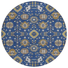 Machine Washable Indoor/Outdoor Chantille ACN2610 Blue 8' x 8' Round Rug