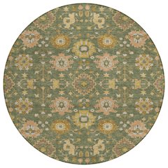 Machine Washable Indoor/Outdoor Chantille ACN2610 Green 8' x 8' Round Rug