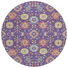 Machine Washable Indoor/Outdoor Chantille ACN2610 Purple 8' x 8' Round Rug