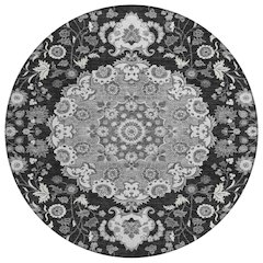 Machine Washable Indoor/Outdoor Chantille ACN2611 Black 8' x 8' Round Rug