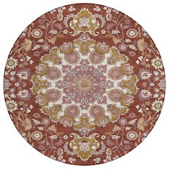Machine Washable Indoor/Outdoor Chantille ACN2611 Red 8' x 8' Round Rug