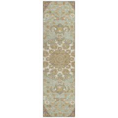 Machine Washable Indoor/Outdoor Chantille ACN2611 Green 2'3" x 7'6" Runner Rug